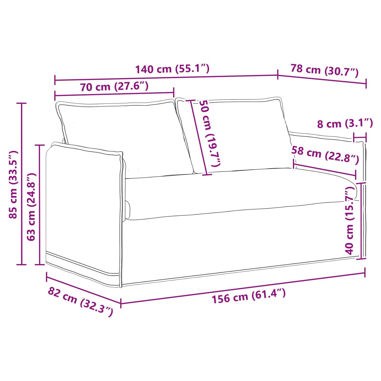 vidaXL Sofa Dunkelgrau 156 x 82 x 85 cm Stoff