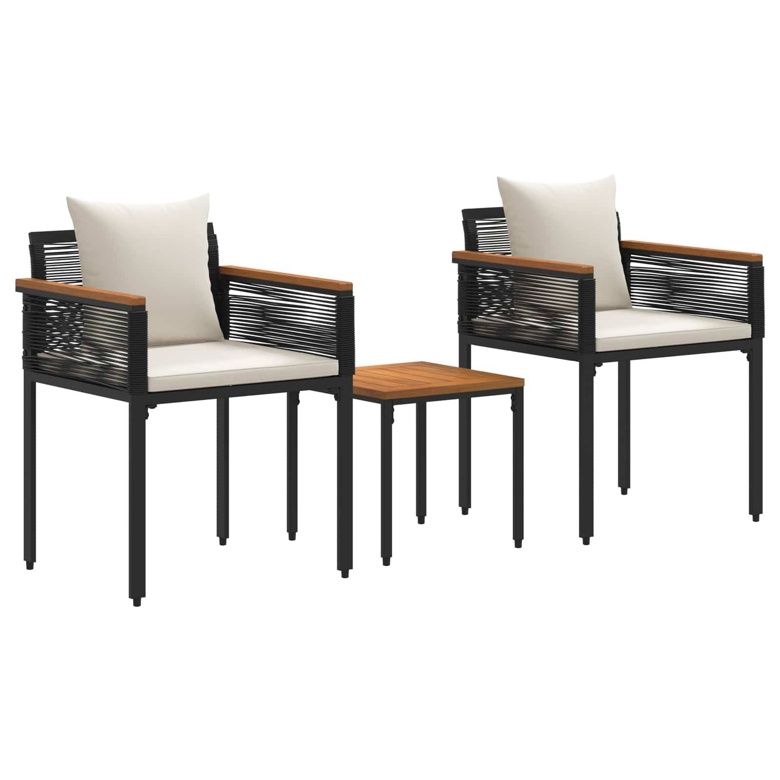 vidaXL Gartenmöbel Set mit Kissen Schwarz und Cremeweiß Poly-Rattan