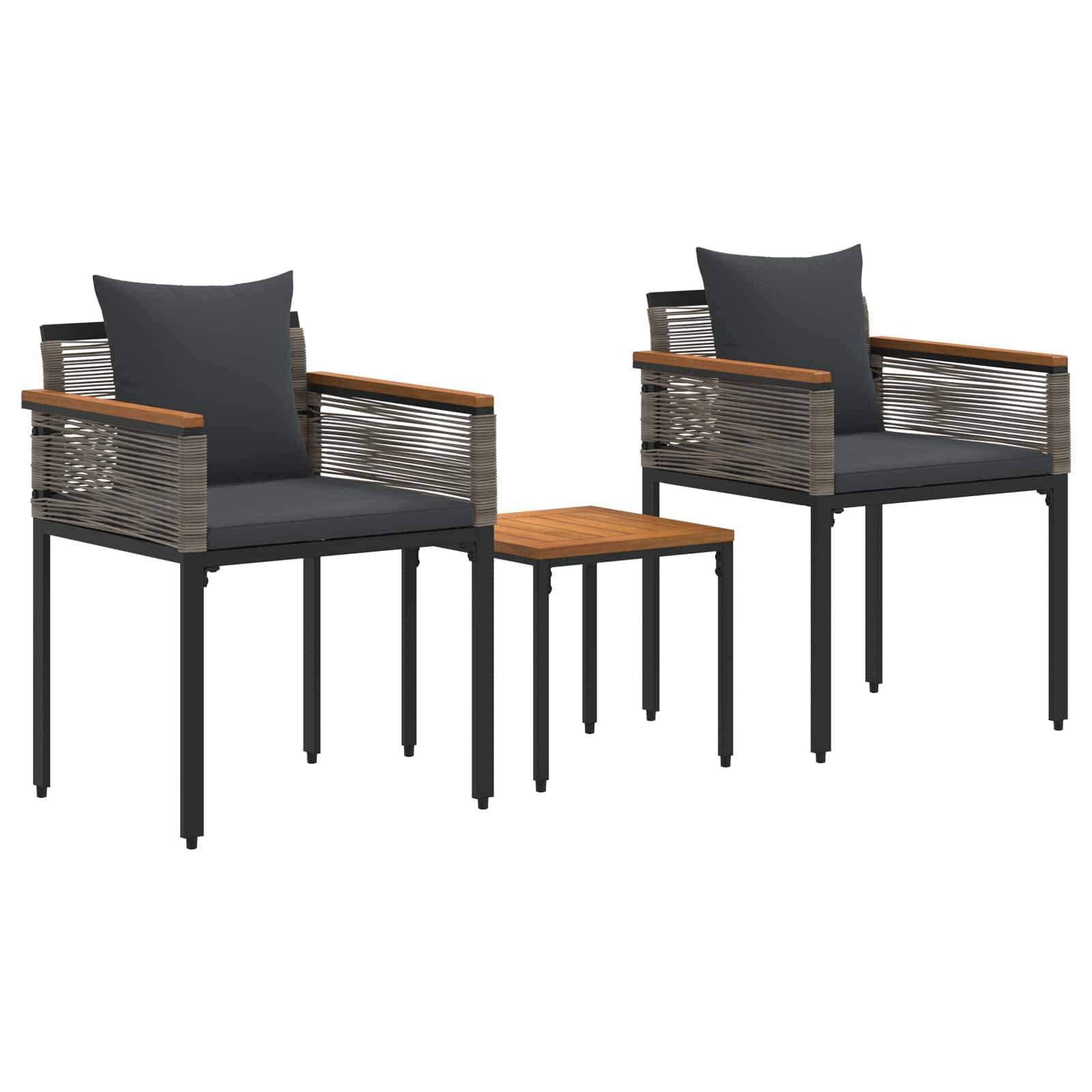 vidaXL Gartenmöbel Set mit Kissen Grau und Dunkelgrau Poly-Rattan