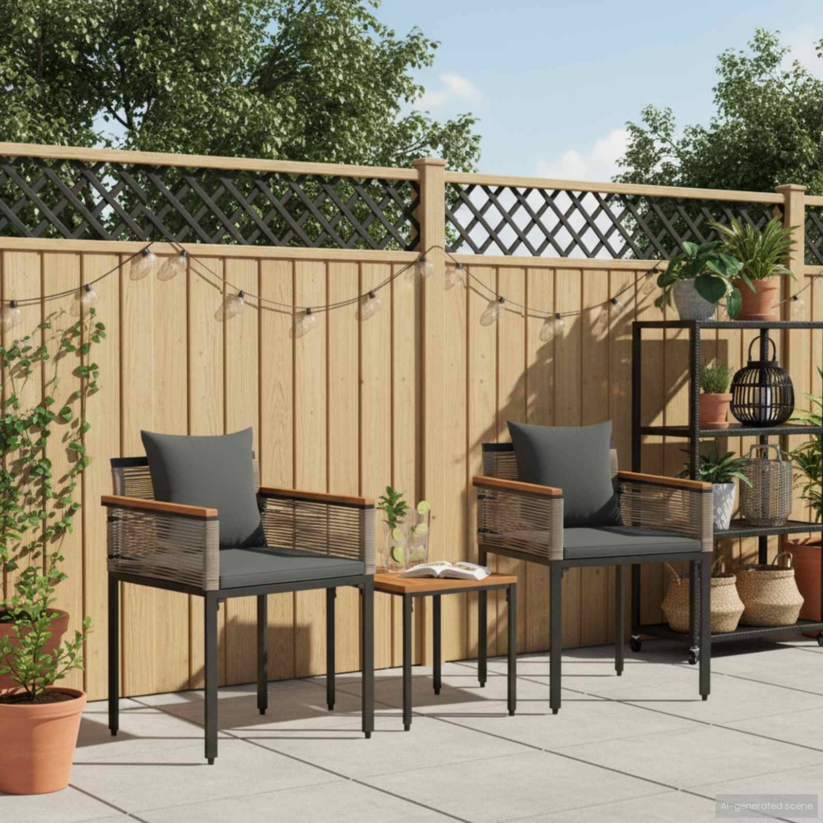 vidaXL Gartenmöbel Set mit Kissen Grau und Dunkelgrau Poly-Rattan