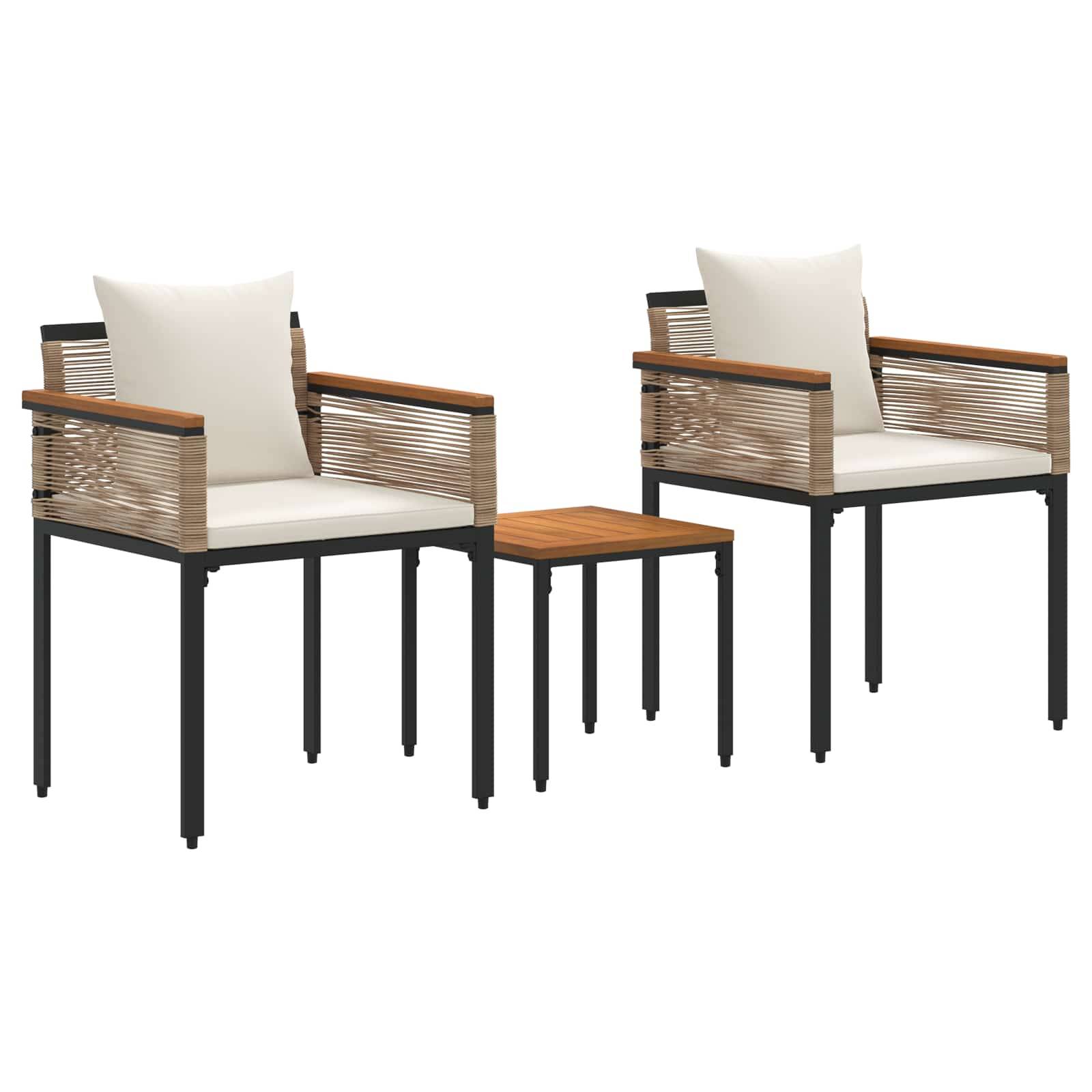 vidaXL Gartenmöbel Set mit Kissen Beige und Cremeweiß Poly-Rattan
