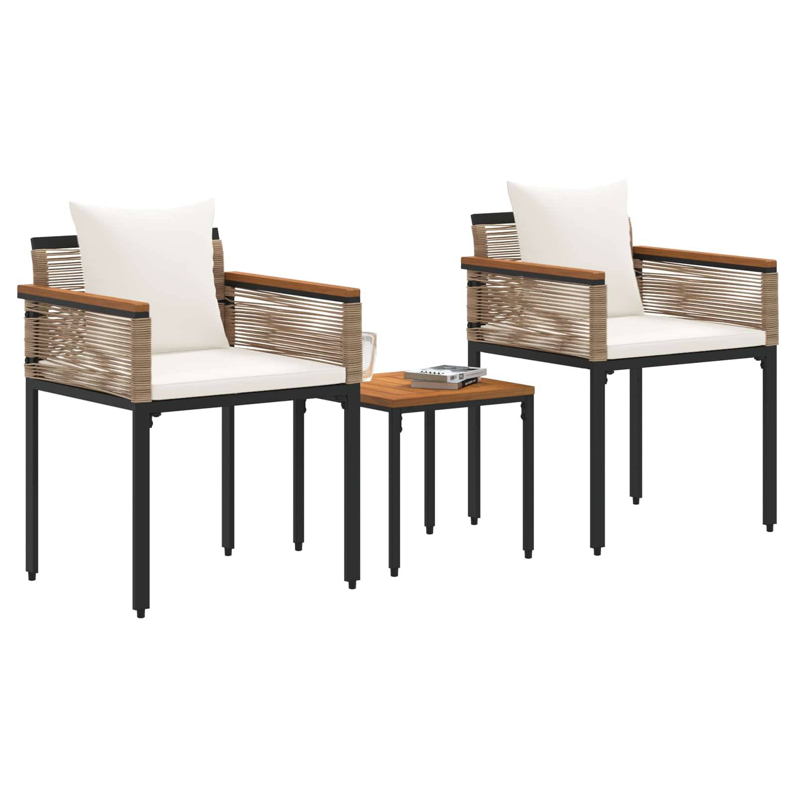 vidaXL Gartenmöbel Set mit Kissen Beige und Cremeweiß Poly-Rattan