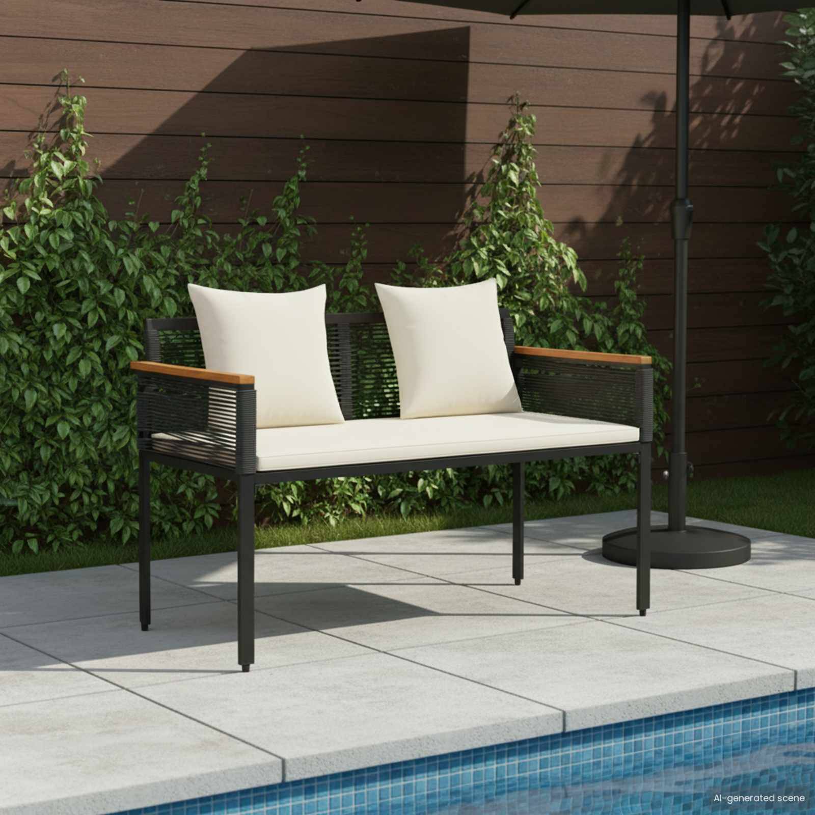 vidaXL Bank Outdoor Schwarz und Cremeweiß 117 x 54 x 74,5 cm