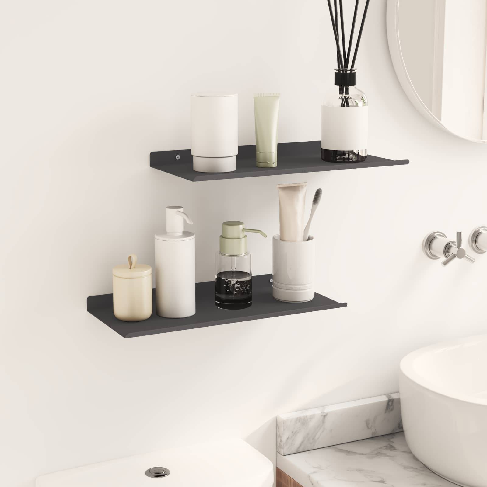 vidaXL Wandregal mit Regal 2 pcs Schwarz 40 x 17,5 x 2,5 cm