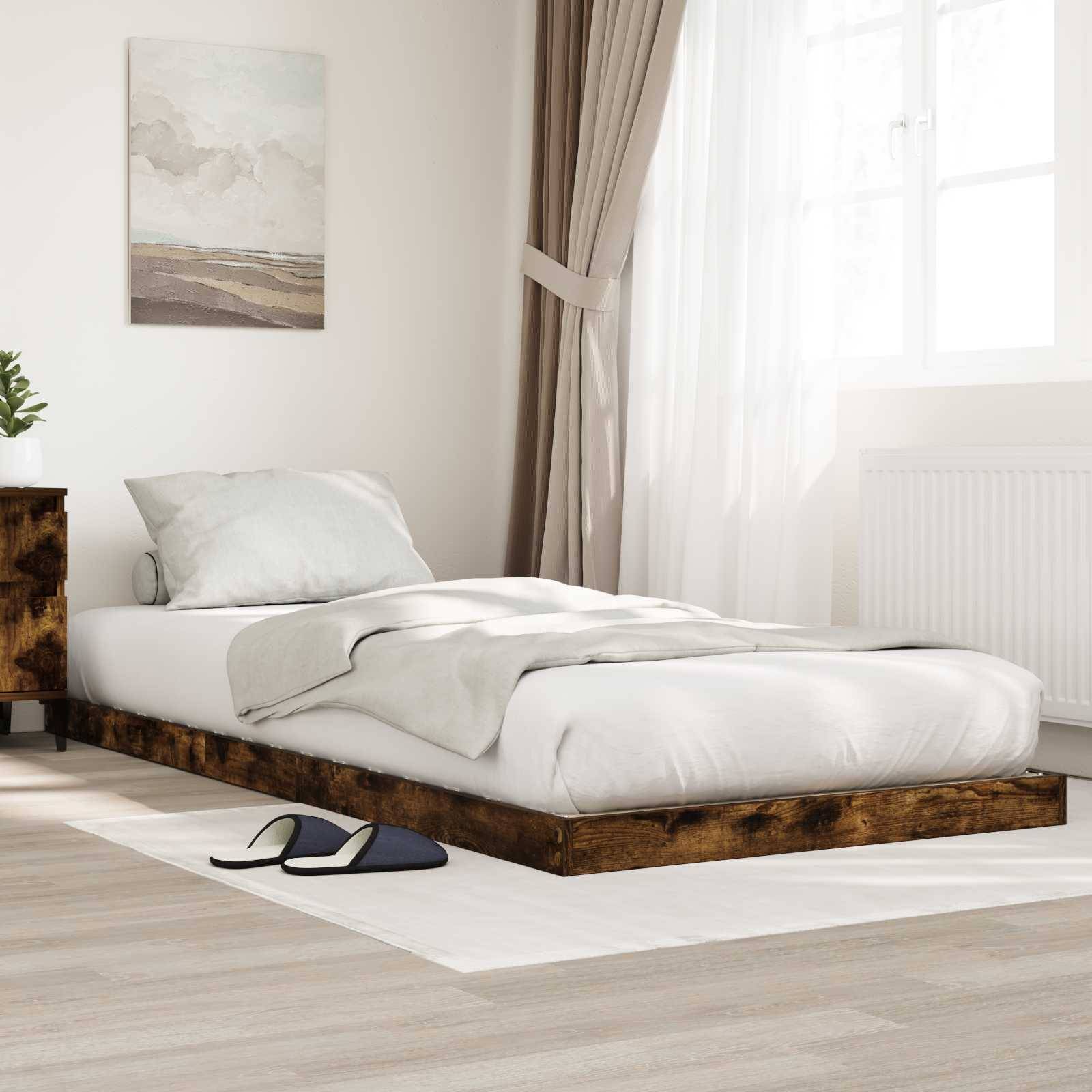 vidaXL Bodenbettrahmen Geräucherte Eiche 80 x 200 cm Holzwerkstoff