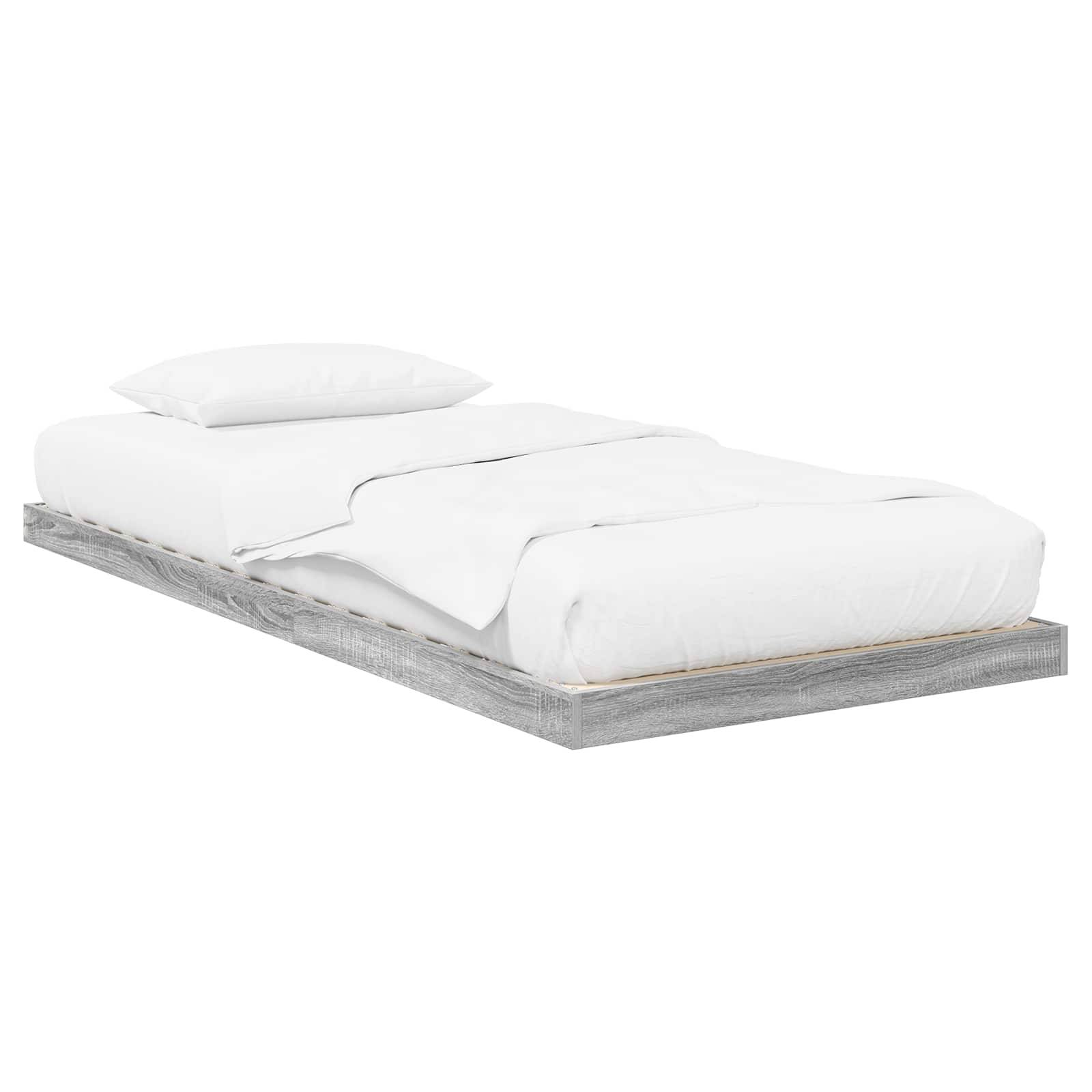 vidaXL Bodenbettrahmen Graues Sonoma 90 x 200 cm Holzwerkstoff