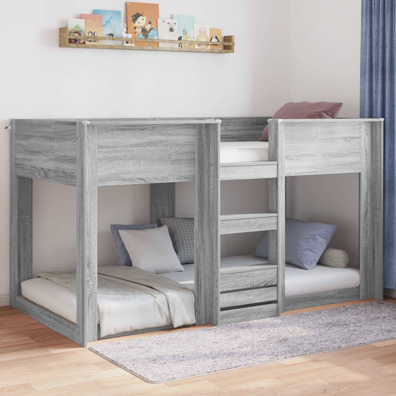 vidaXL Bodenbettrahmen Graues Sonoma 90 x 200 cm Holzwerkstoff
