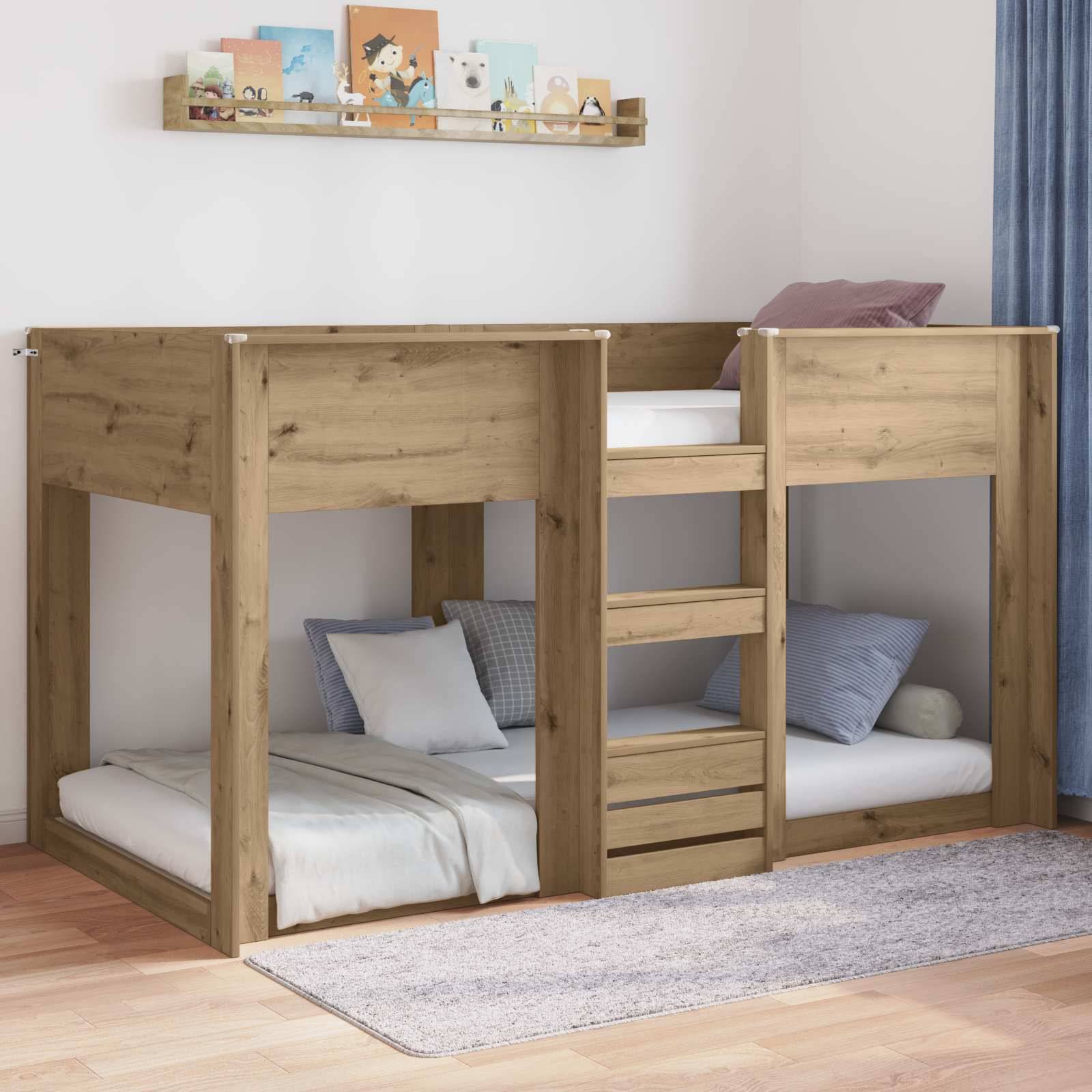 vidaXL Bodenbettrahmen Artisan-Eiche 80 x 200 cm Holzwerkstoff
