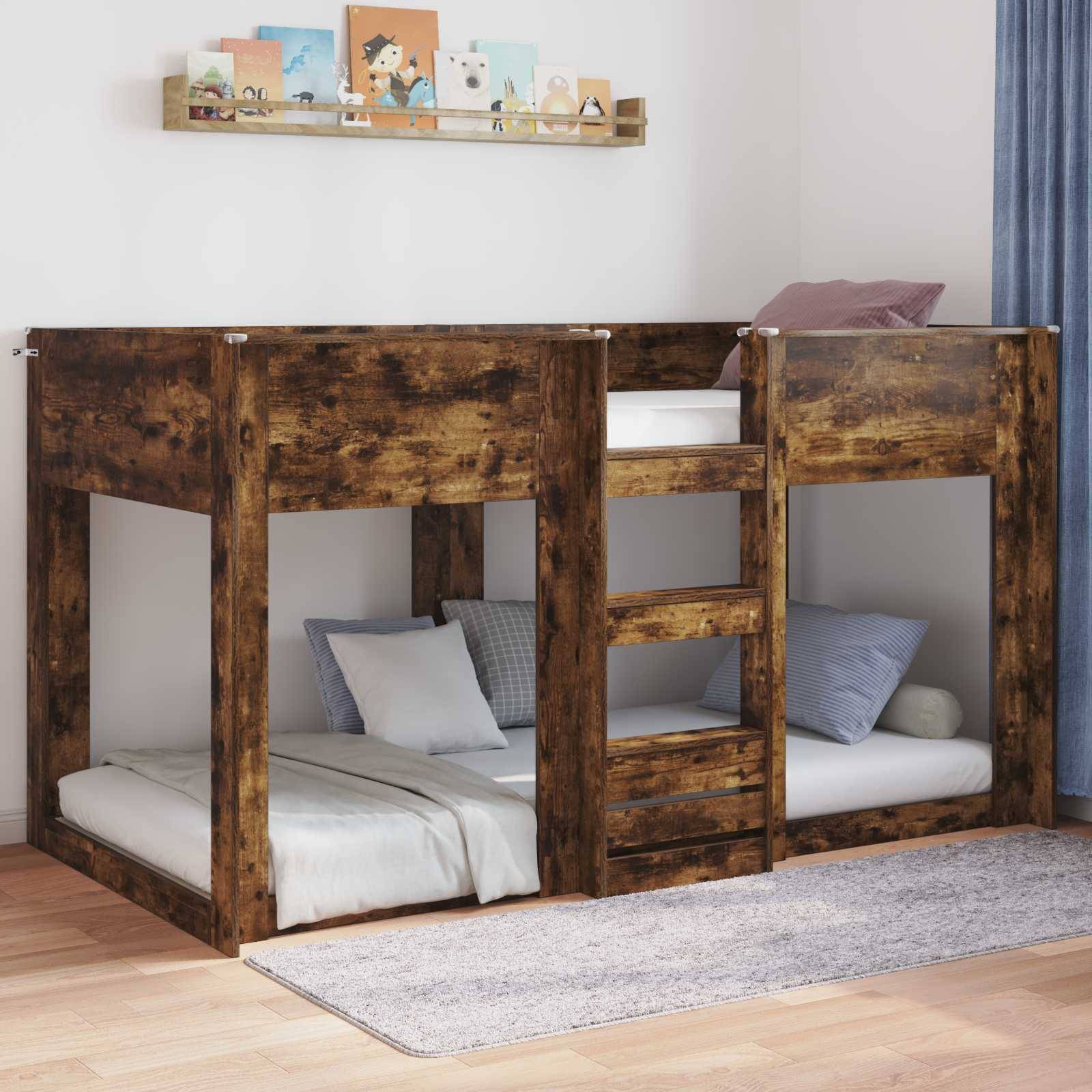 vidaXL Bodenbettrahmen Geräucherte Eiche 80 x 200 cm Holzwerkstoff