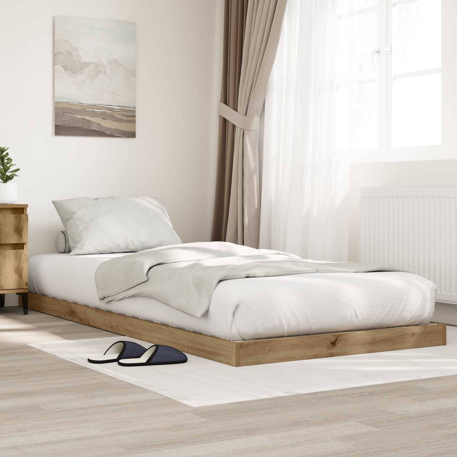 vidaXL Bodenbettrahmen Artisan-Eiche 80 x 200 cm Holzwerkstoff