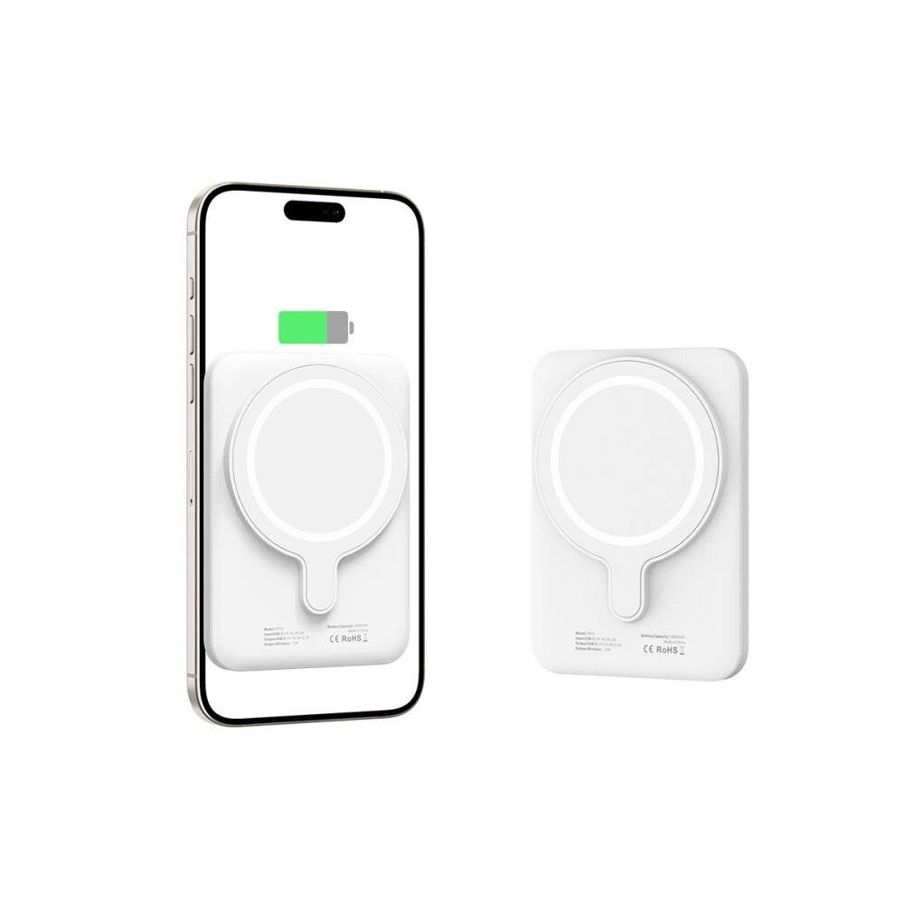 Tech-Protect LifeMag PB10 Powerbank MagSafe 5000 mAh 15 W USB-C-Anschluss – weiß + USB-C-Kabel