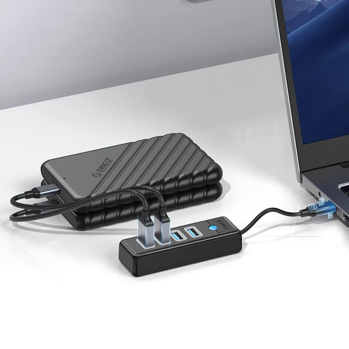 Orico PWC2U-C3 USB-C Hub / 2x USB-A 3.0 + 1x - Schwarz