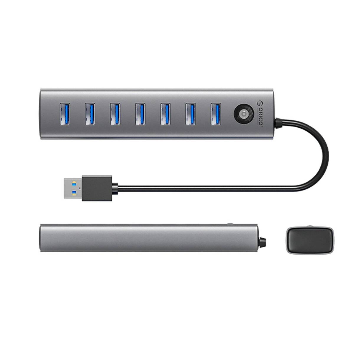Hub Orico CL7U-U3 7x USB-A 3.0 + USB-C 5V/3A 1m - grau