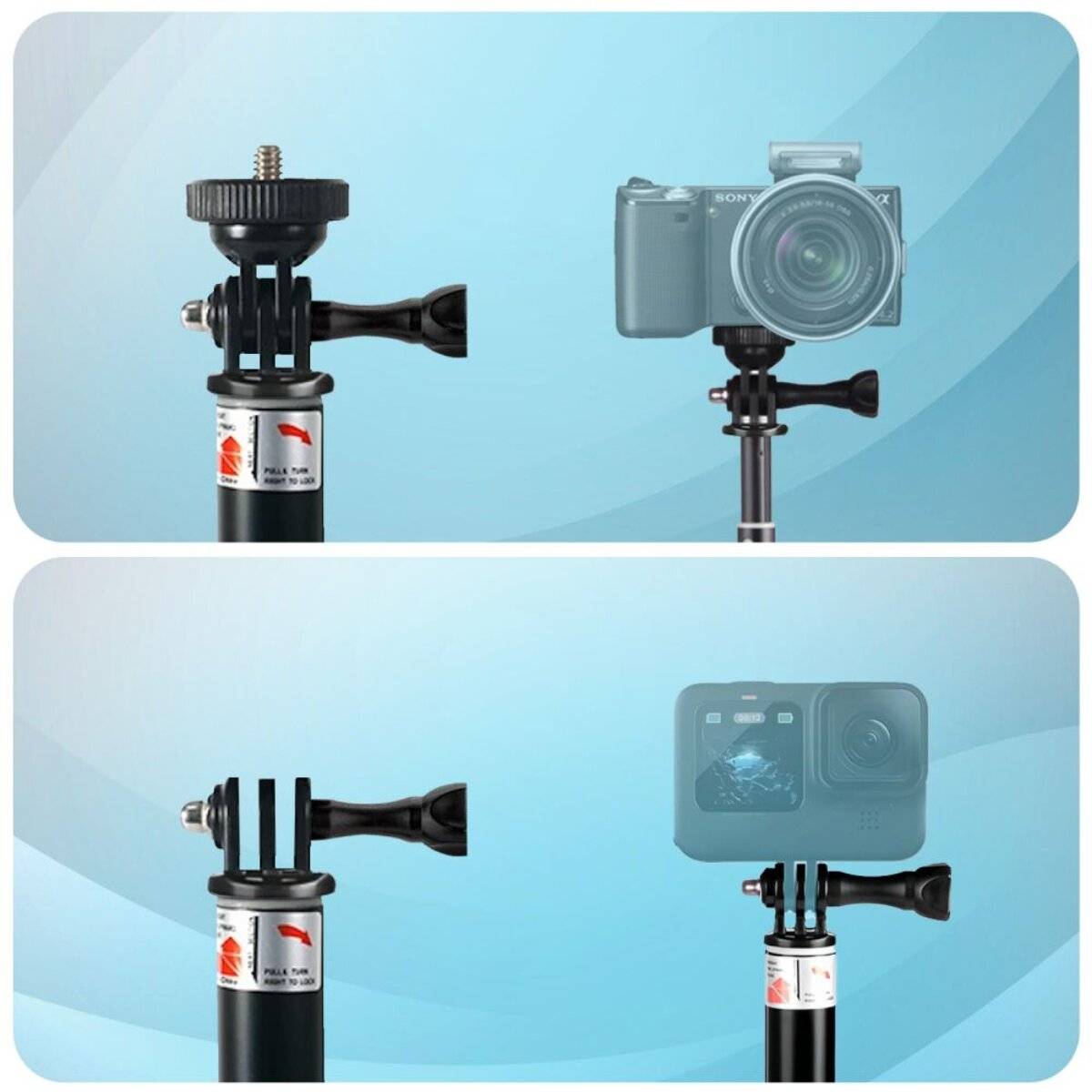 Tech-Protect GA100 Monopad- Selfie-Stick-Halterung GoPro / DJI – Schwarz