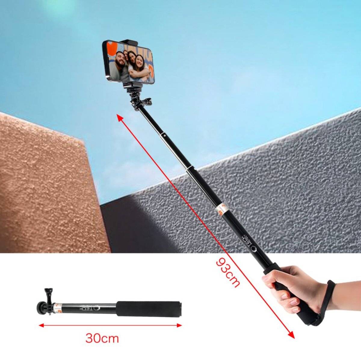 Tech-Protect GA100 Monopad- Selfie-Stick-Halterung GoPro / DJI – Schwarz