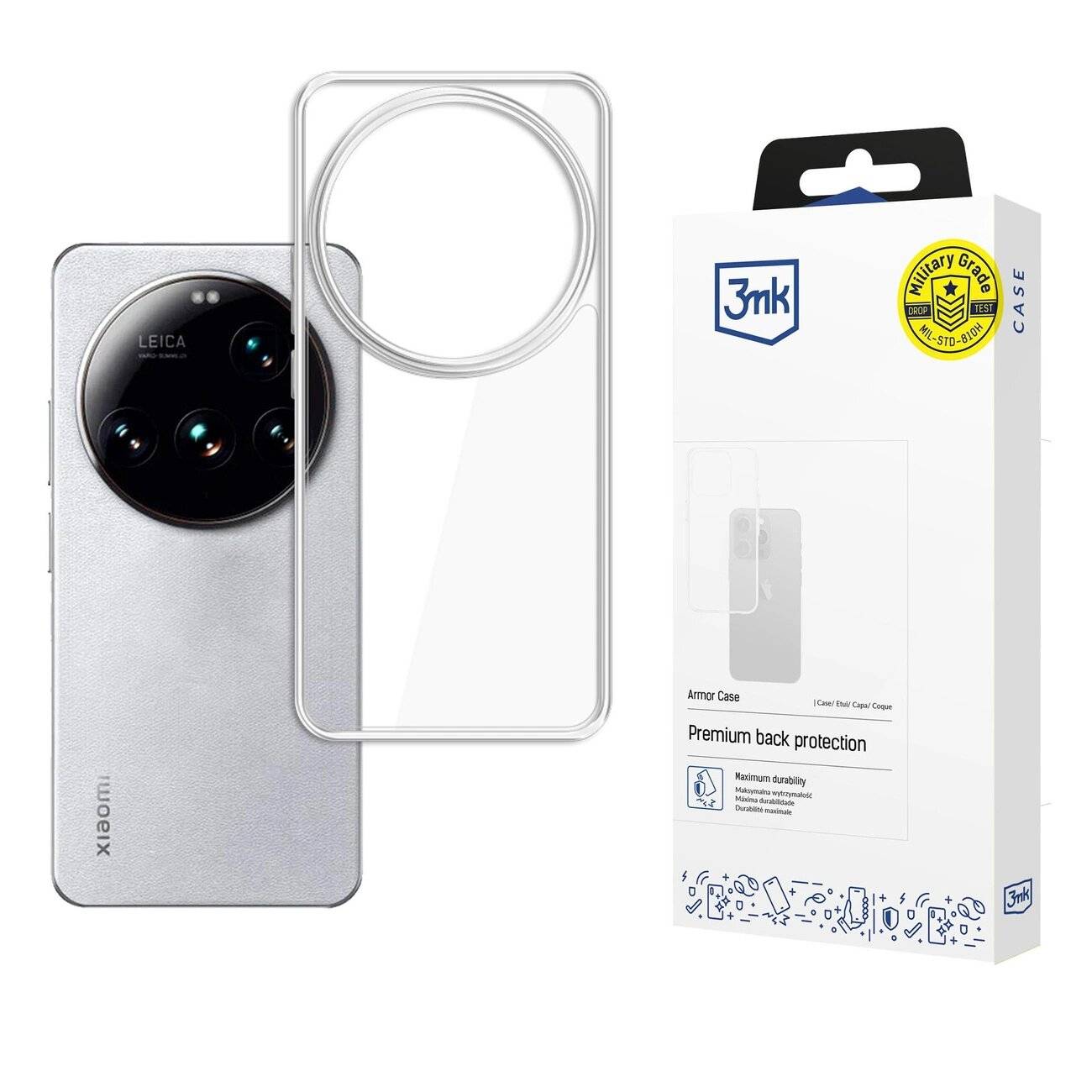 3mk FlexibleGlass' Displayschutzfolie Verpackung und Produkt neben einem Smartphone, wirbt für Premium-Schutz und einfache Installation.