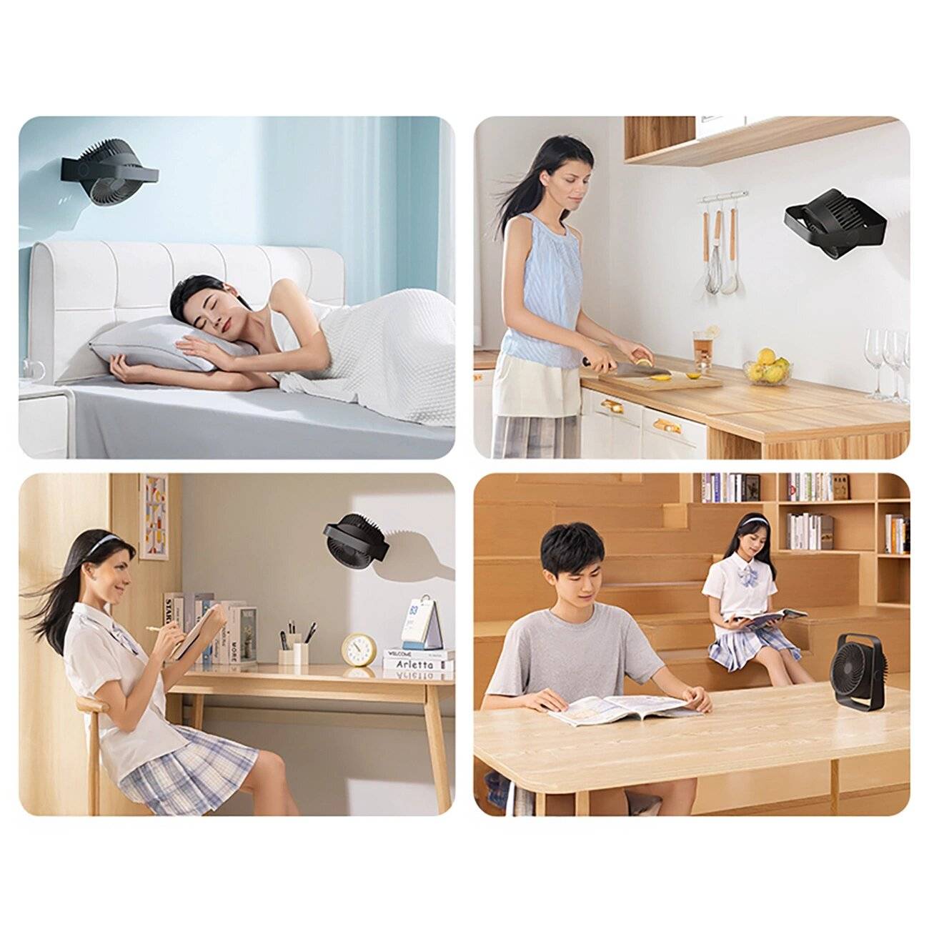 Rtako WD0Y6S Mini-Ventilator Doppelimpeller, 3600 mAh, Schwarz