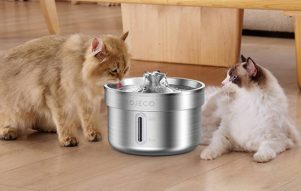 Edelstahl-Trinkbrunnen für Hunde und Katzen, 2 l, Rojeco