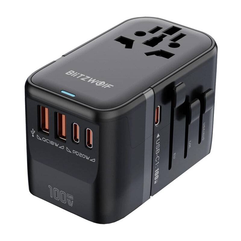 Blitzwolf BW-TA2 5-in-1-Reiseadapter 2xUSB PD + 2xC QC + C GaN 100 W