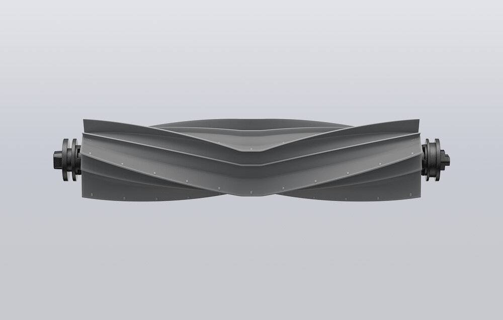 Eine Nahaufnahme von überlappenden grauen und silbernen Metalloberflächen mit eleganten, symmetrischen Linien und einem modernen, futuristischen Design.