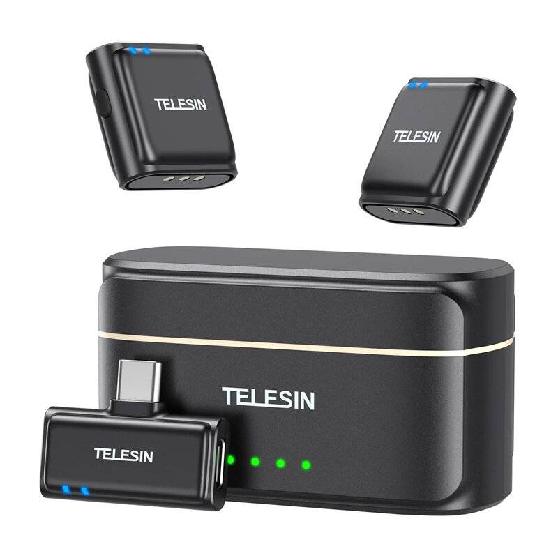 TELESIN kabelloses Ansteckmikrofon + Powerbank für Smartphones (USB-C)