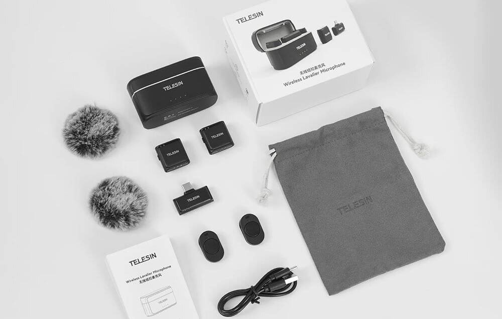 TELESIN kabelloses Ansteckmikrofon + Powerbank für Smartphones (USB-C)