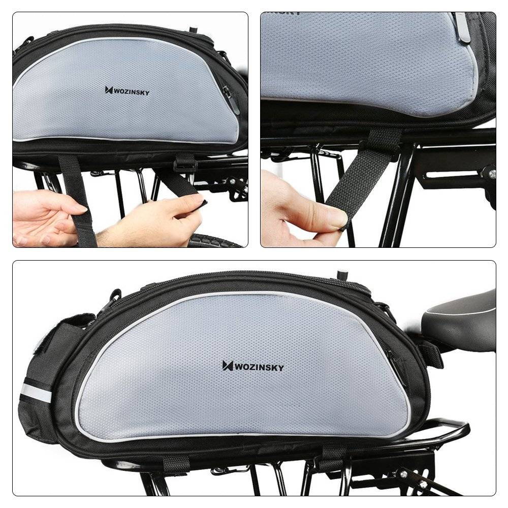 Wozinsky Fahrrad-Gepäcktasche Schultergurt, 13 l, Schwarz WBB1BK