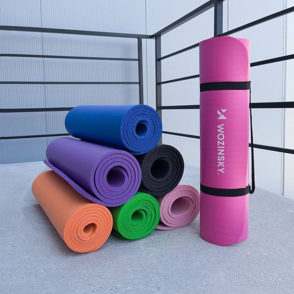 Wozinsky Gymnastikmatte 181 x 63 x 0,9 cm dicke Gymnastik Yogamatte schwarz