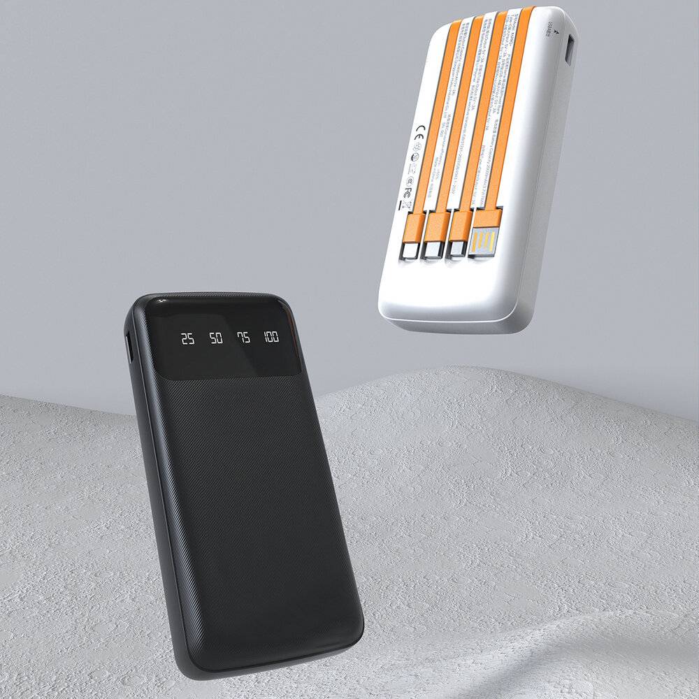 Dudao K6Pro Universal 10000mAh Powerbank mit USB-Kabel, USB Typ C, Lightning Black (K6Pro-schwarz)