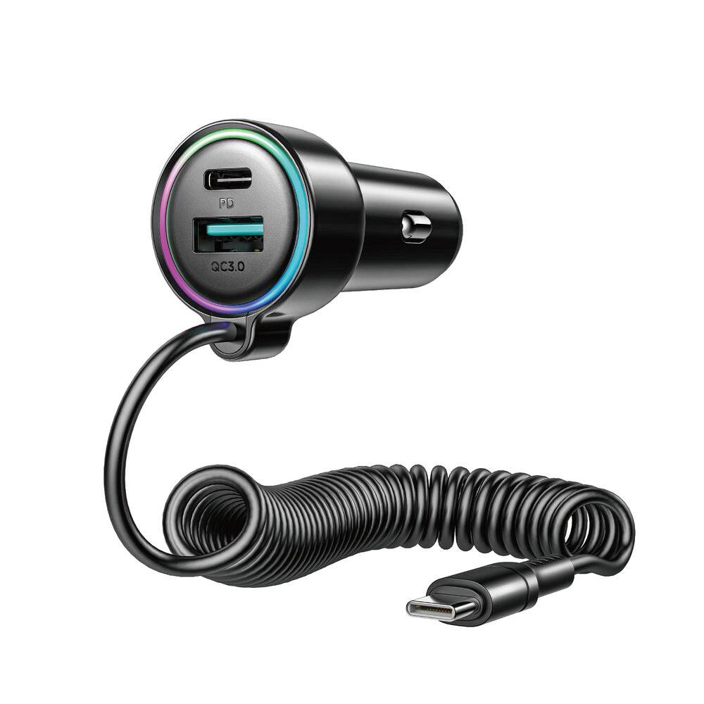 Joyroom JR-CL07 72W 3-in-1 Autoladegerät 1,6 m USB-C-Kabel – Schwarz
