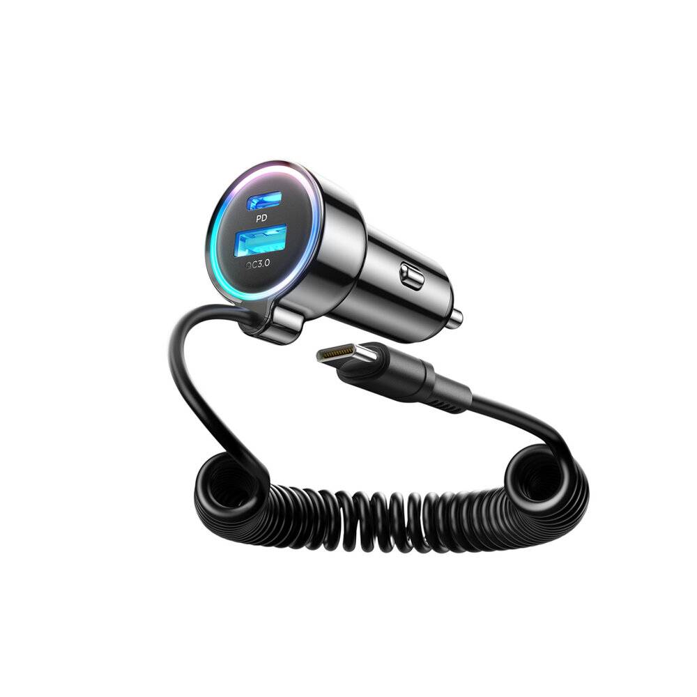 Joyroom JR-CL07 72W 3-in-1 Autoladegerät 1,6 m USB-C-Kabel – Schwarz