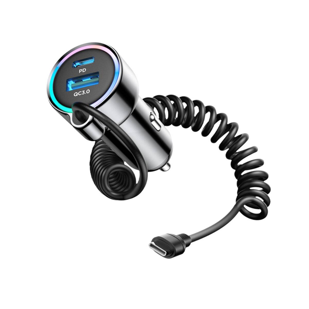 Joyroom JR-CL07 72W 3-in-1 Autoladegerät 1,6 m USB-C-Kabel – Schwarz
