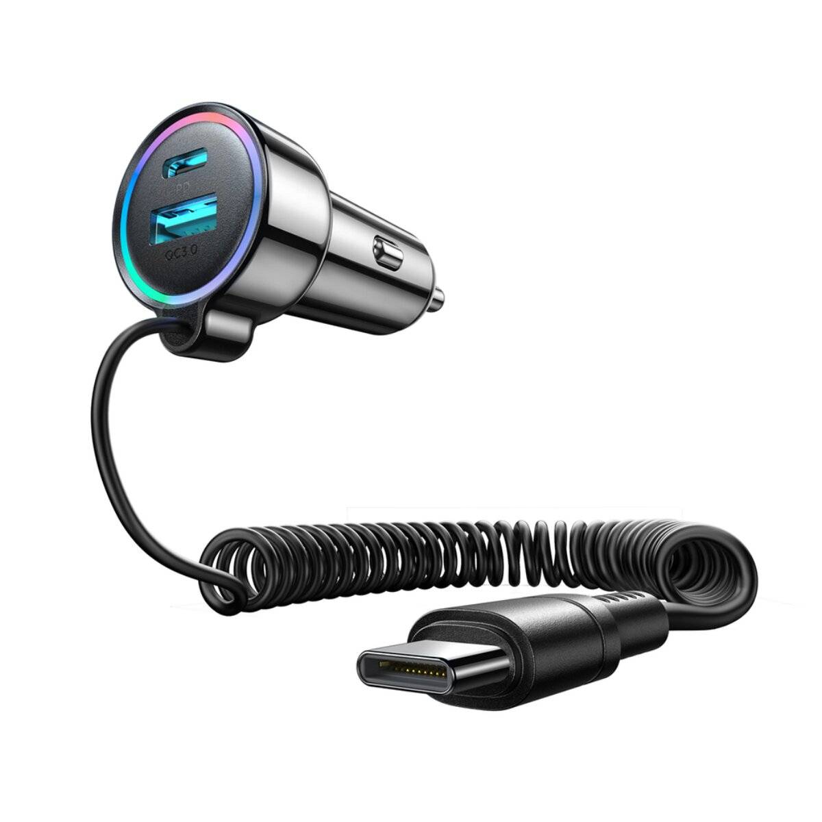 Joyroom JR-CL07 72W 3-in-1 Autoladegerät 1,6 m USB-C-Kabel – Schwarz