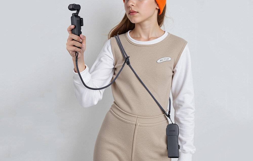 Sunnylife Schutzhülle mit Trageriemen und Umhängeband für Osmo Pocket 3 (grau)