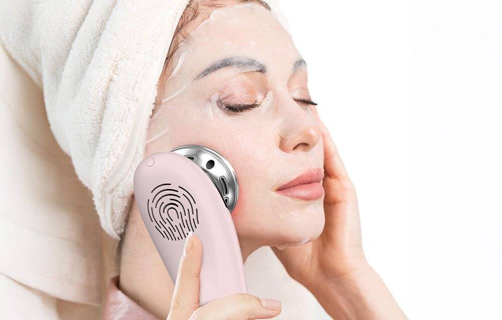 ANLAN Ultraschall-Gesichtsmassagegerät 01-ADRY11-001 (rosa)