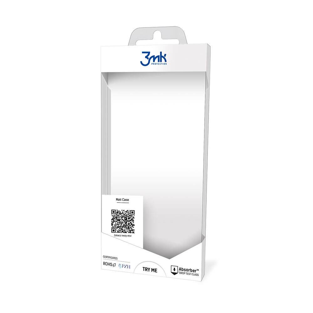 Ein weißes 3mk flexibles Handyhüllen-Paket mit einem QR-Code und Highlights der 