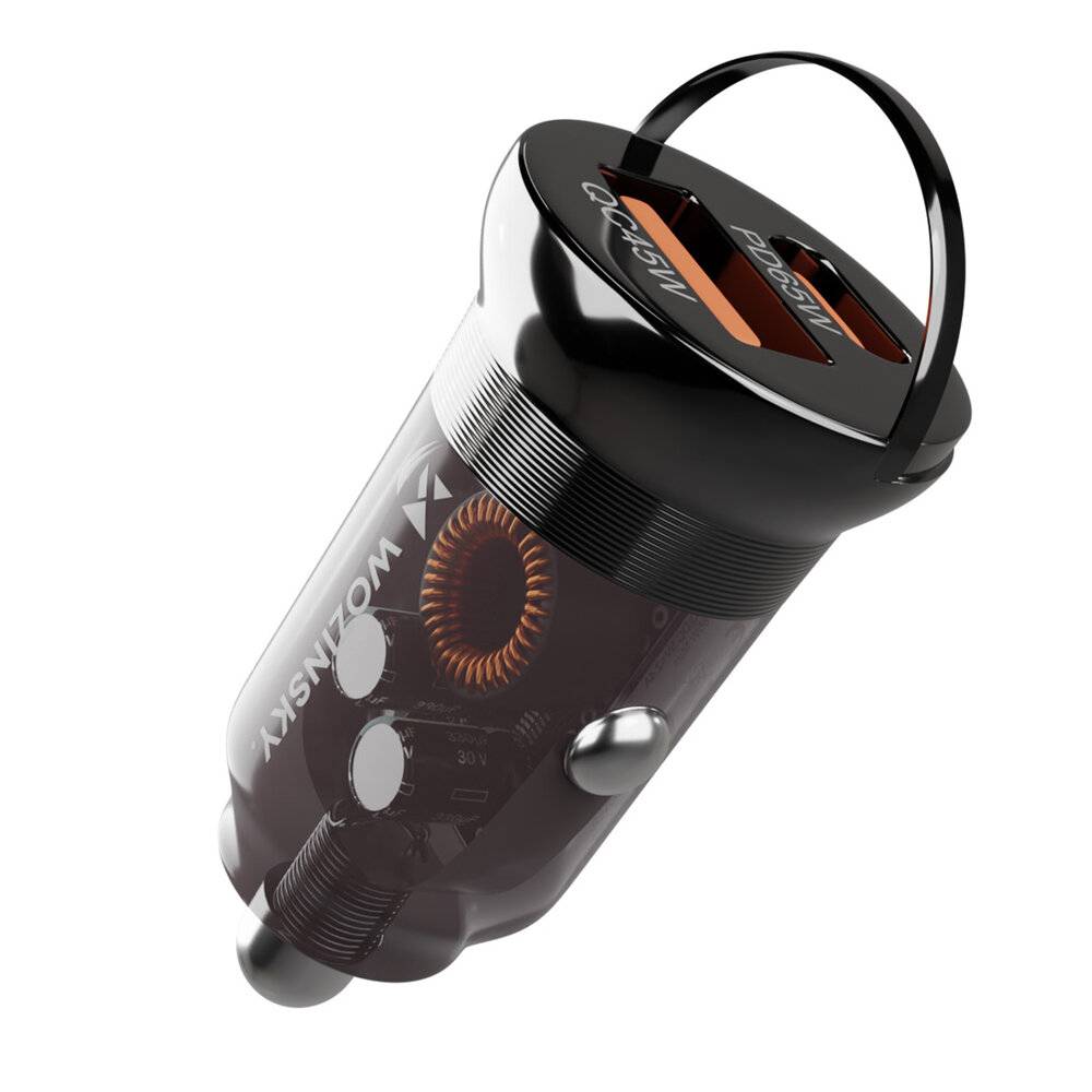 Wozinsky 65W Autoladegerät USB-C PD 65W / USB-A 45W QC 3.0 - Schwarz