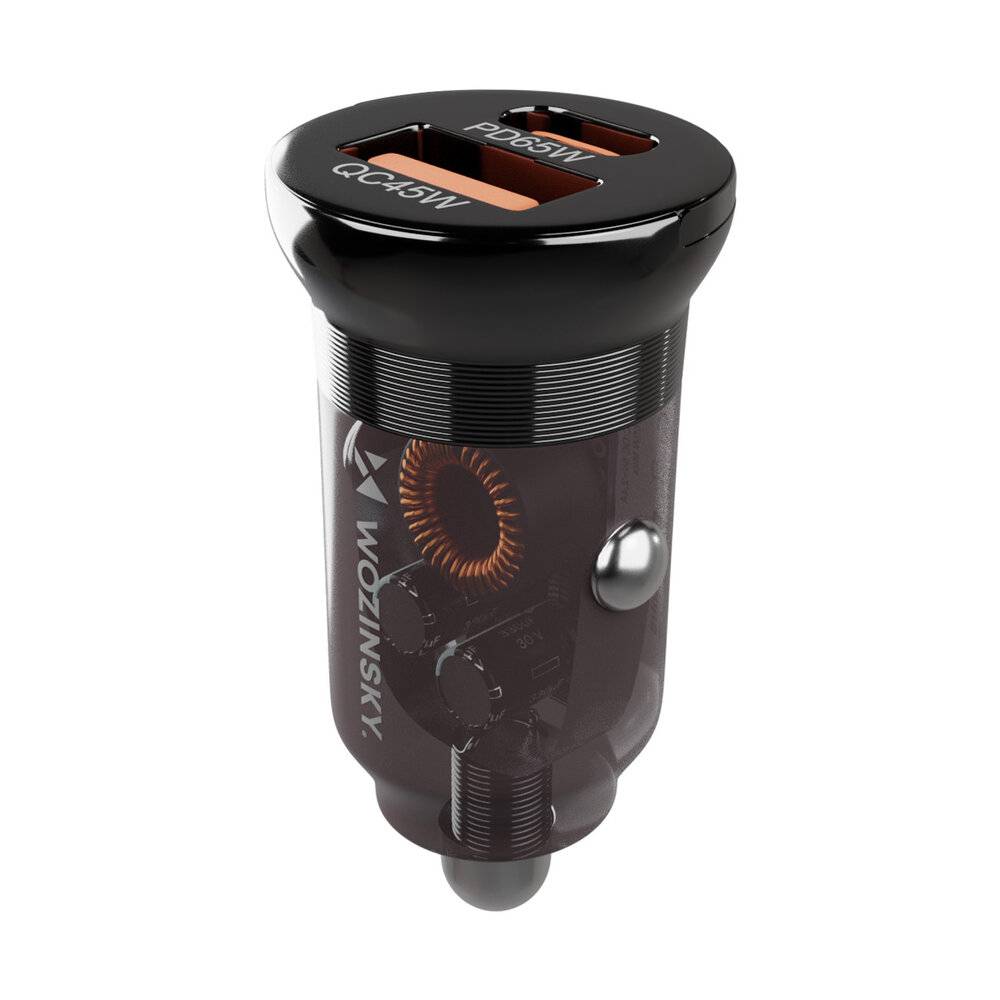 Wozinsky 65W Autoladegerät USB-C PD 65W / USB-A 45W QC 3.0 - Schwarz