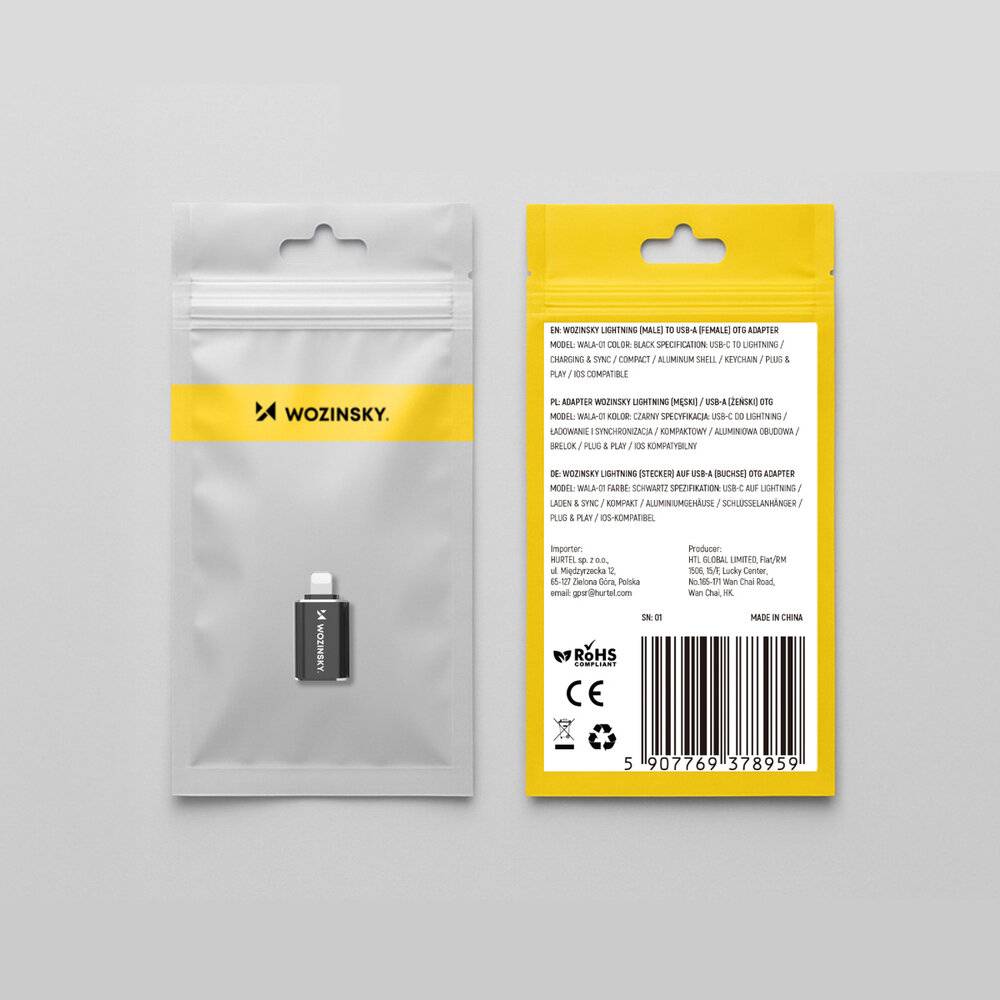 Wozinsky WALA-01 Lightning auf USB-A OTG Adapter - Schwarz