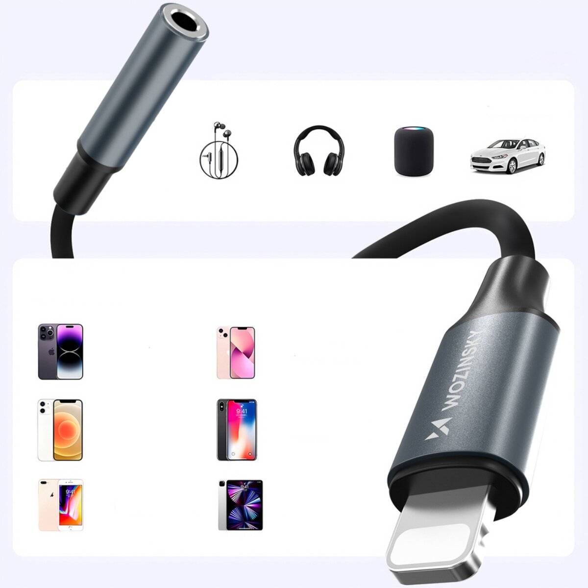 Wozinsky WALJ-01 Lightning Adapter - 3,5-mm-Minibuchse - Schwarz
