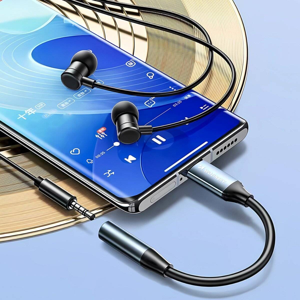 Wozinsky WACM-01 USB-C Adapter - 3,5mm Mini Jack - Schwarz