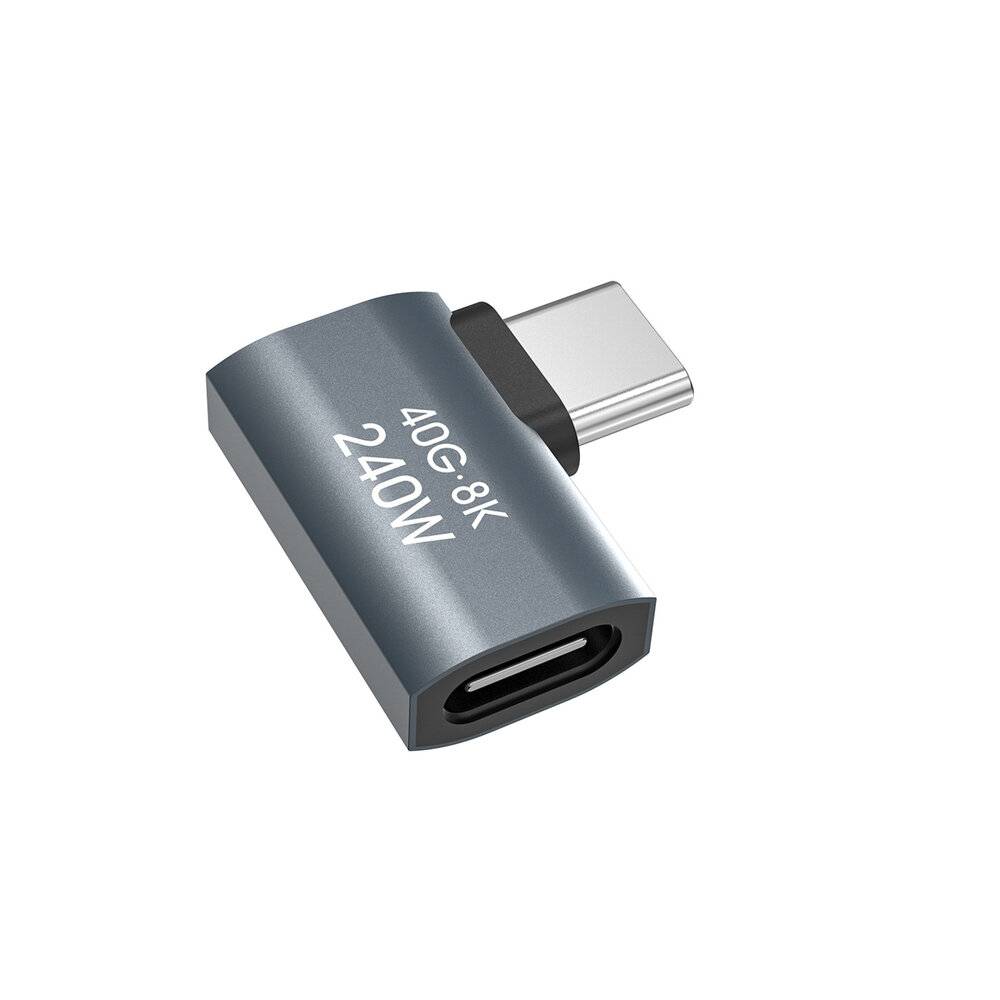 Wozinsky WPKB-01 USB-C - USB-C 40Gb/s 240W 8K OTG seitlich abgewinkelter Adapter - Grau