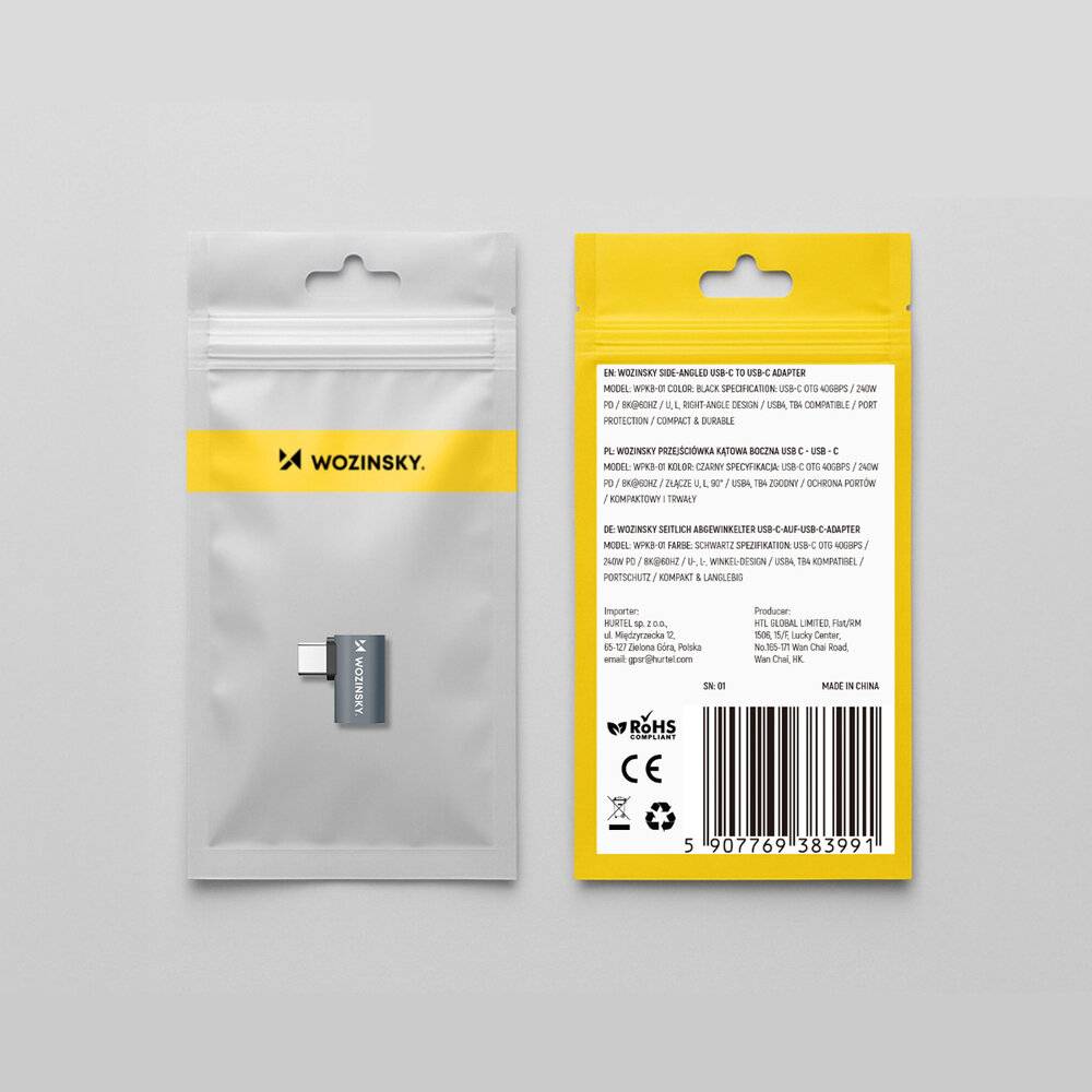 Eine kleine Verpackung für einen USB-C-Adapter mit „Wozinsky