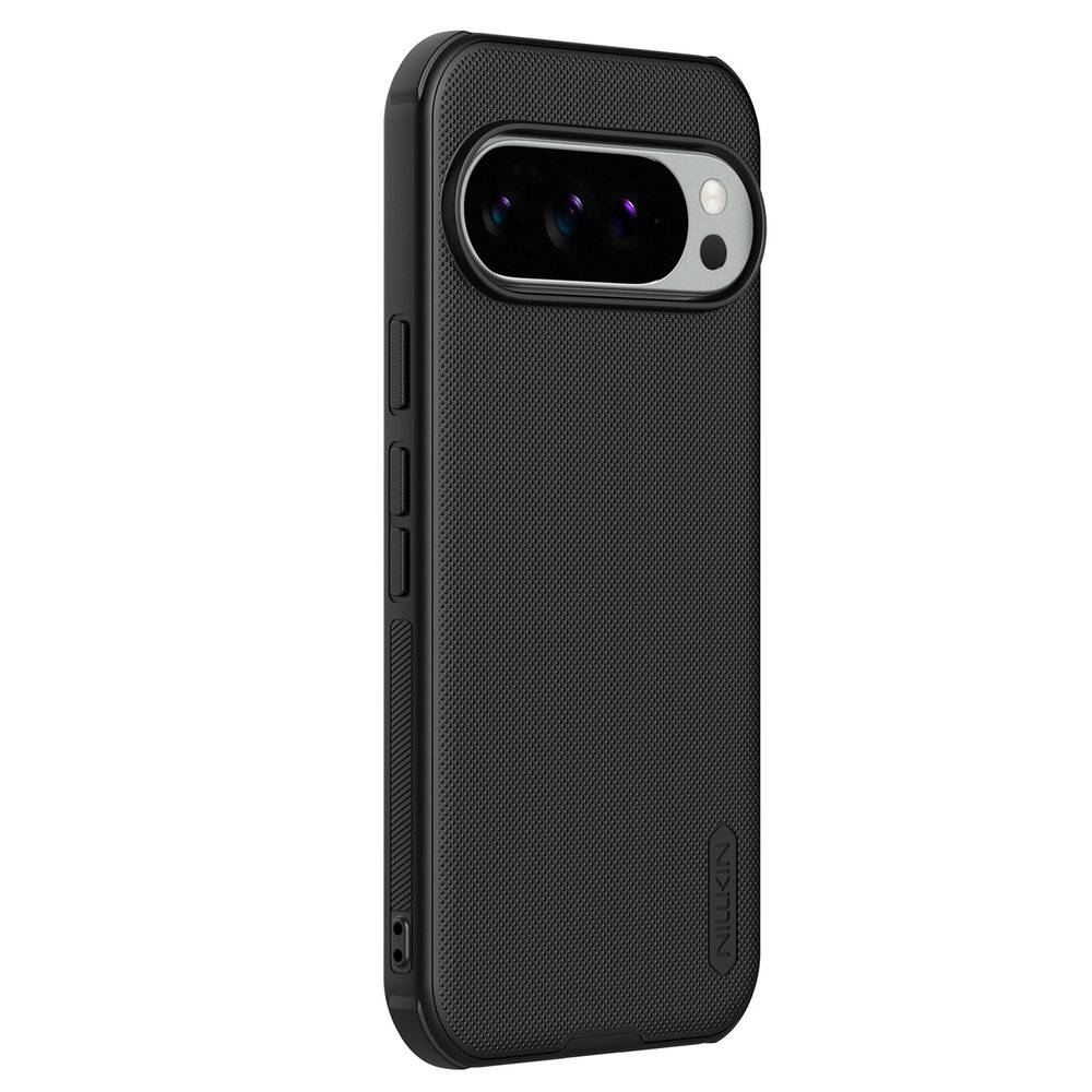 Ein schwarzes Smartphone-Case mit strukturiertem Griff und präzisen Aussparungen für Kamera und Tasten, konzipiert für Schutz und Stil.
