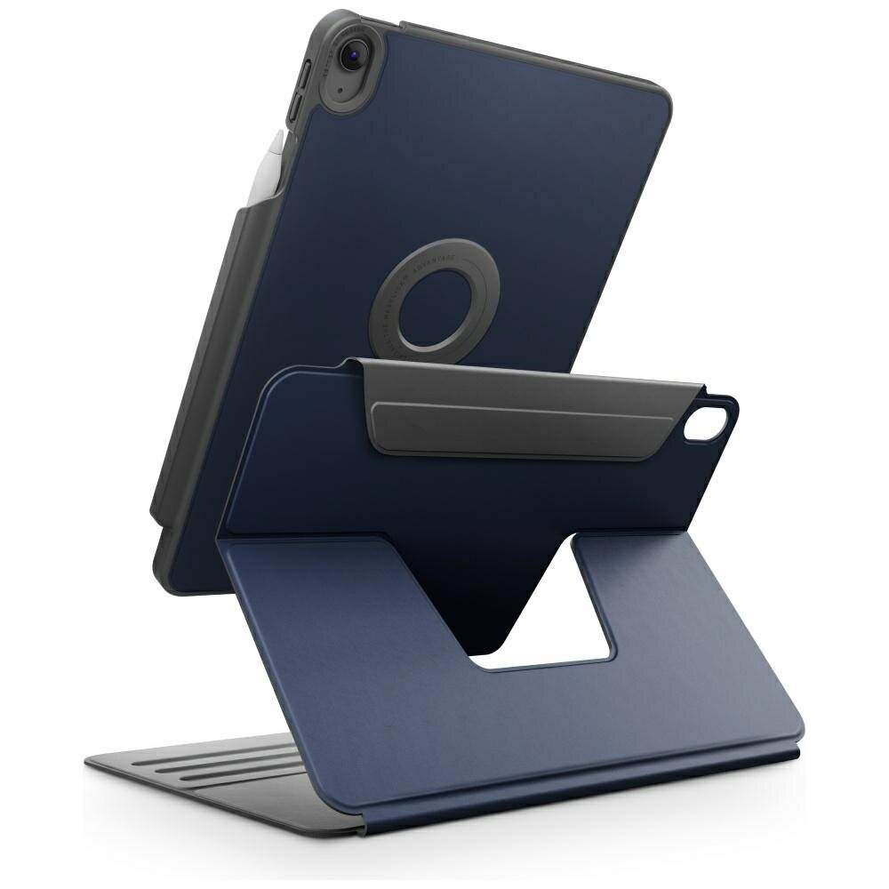 Eine transparente Handyhülle, die ein graues Smartphone mit einem Apple-Logo und einem kreisförmigen Design auf der Rückseite zeigt, zusammen mit drei Kameras.