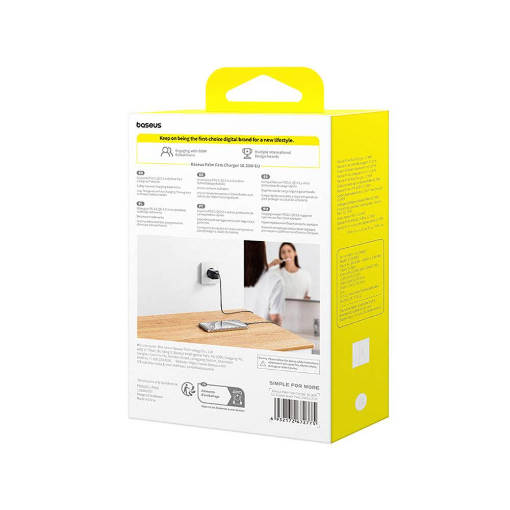 Baseus Palm 30W USB-C Wandladegerät - Schwarz