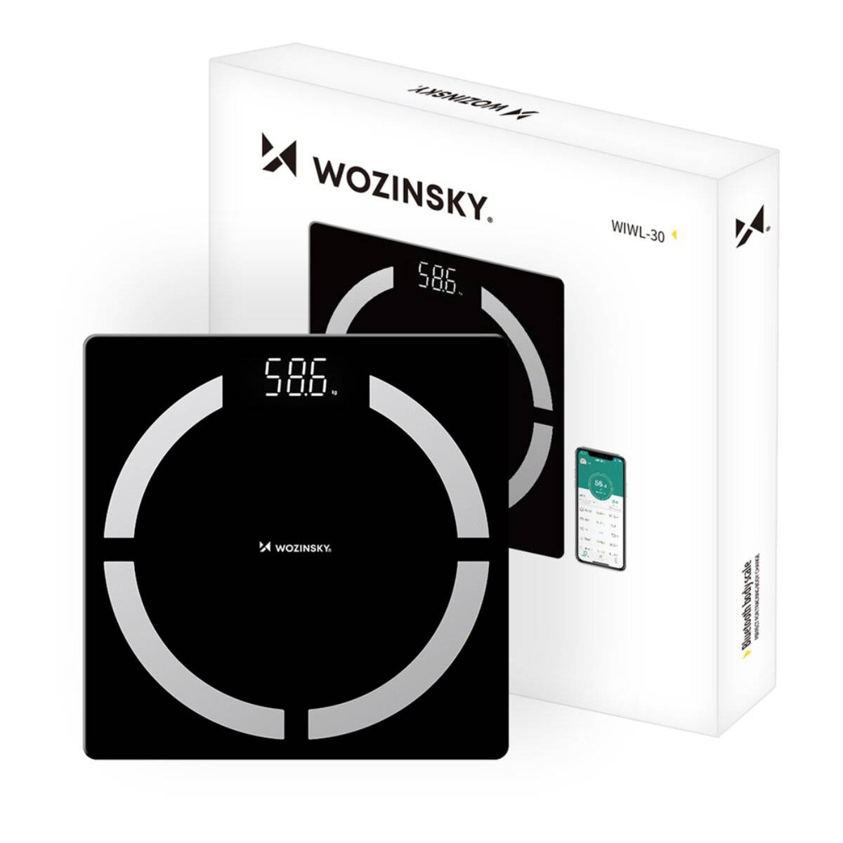 Wozinsky WIWL-30 Intelligente Bluetooth-Badezimmerwaage – Schwarz