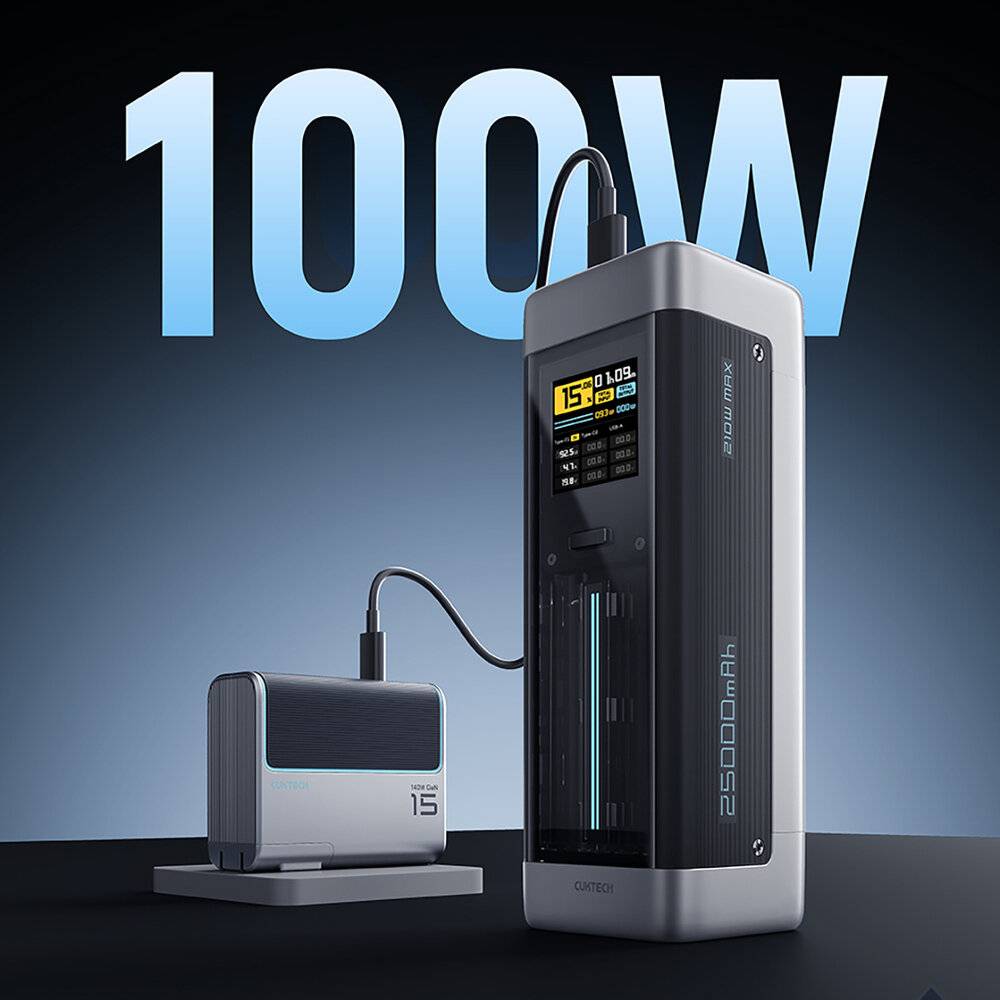 Powerbank Cuktech CUK00P23GLBK 210W 25000mAh Power Bank 2 x USB-C 1 x USB-A - schwarz