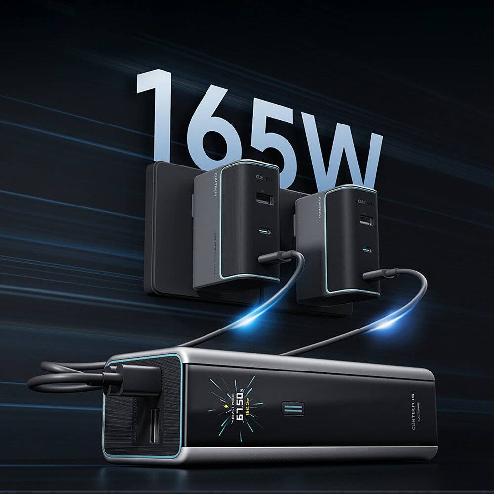 Powerbank Cuktech CKPB200UGLGR 210W 20000mAh 2 x USB-C 1 x USB-A - grau