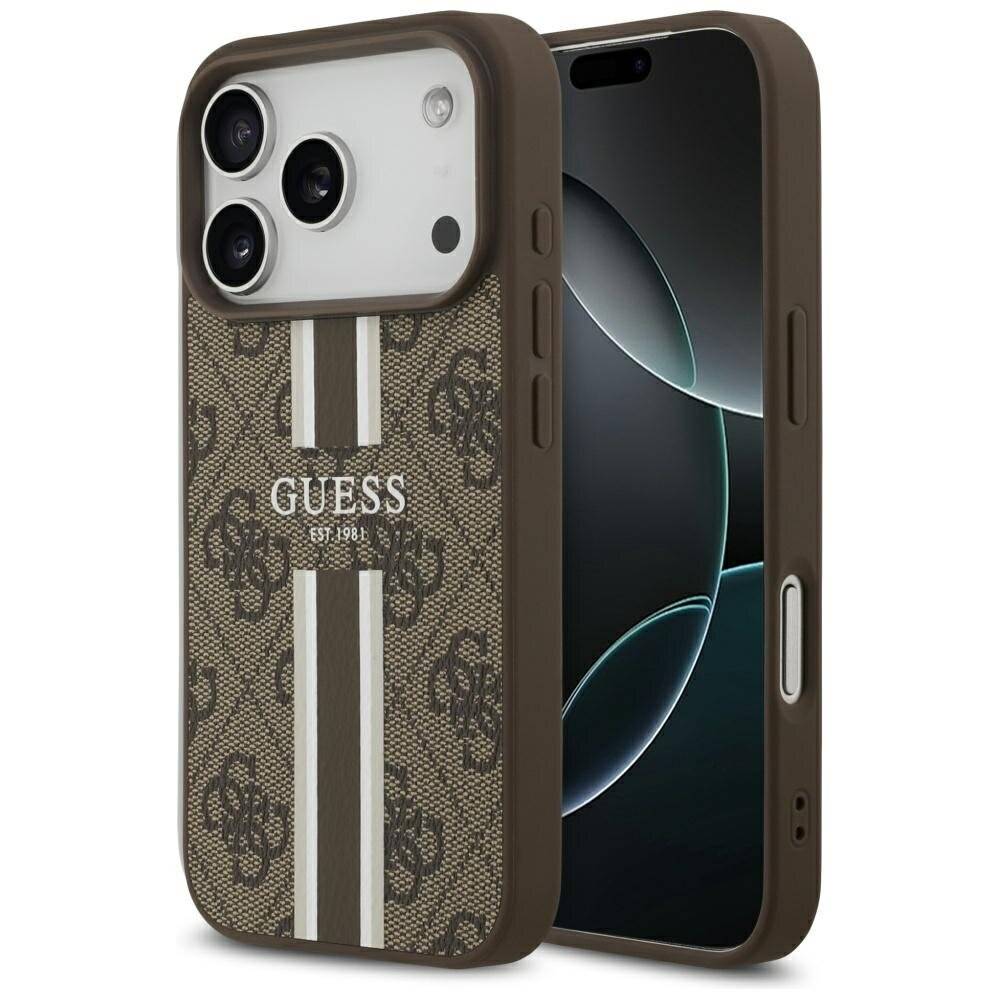 Guess 4G MagSafe-Hülle Printstreifen iPhone 17 Pro – braun